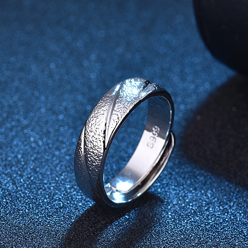 crack engraved Stainless Steel Ring Men Adjustable Simple Opening Classic Rings for Men Rock Engagement Band Jewelry