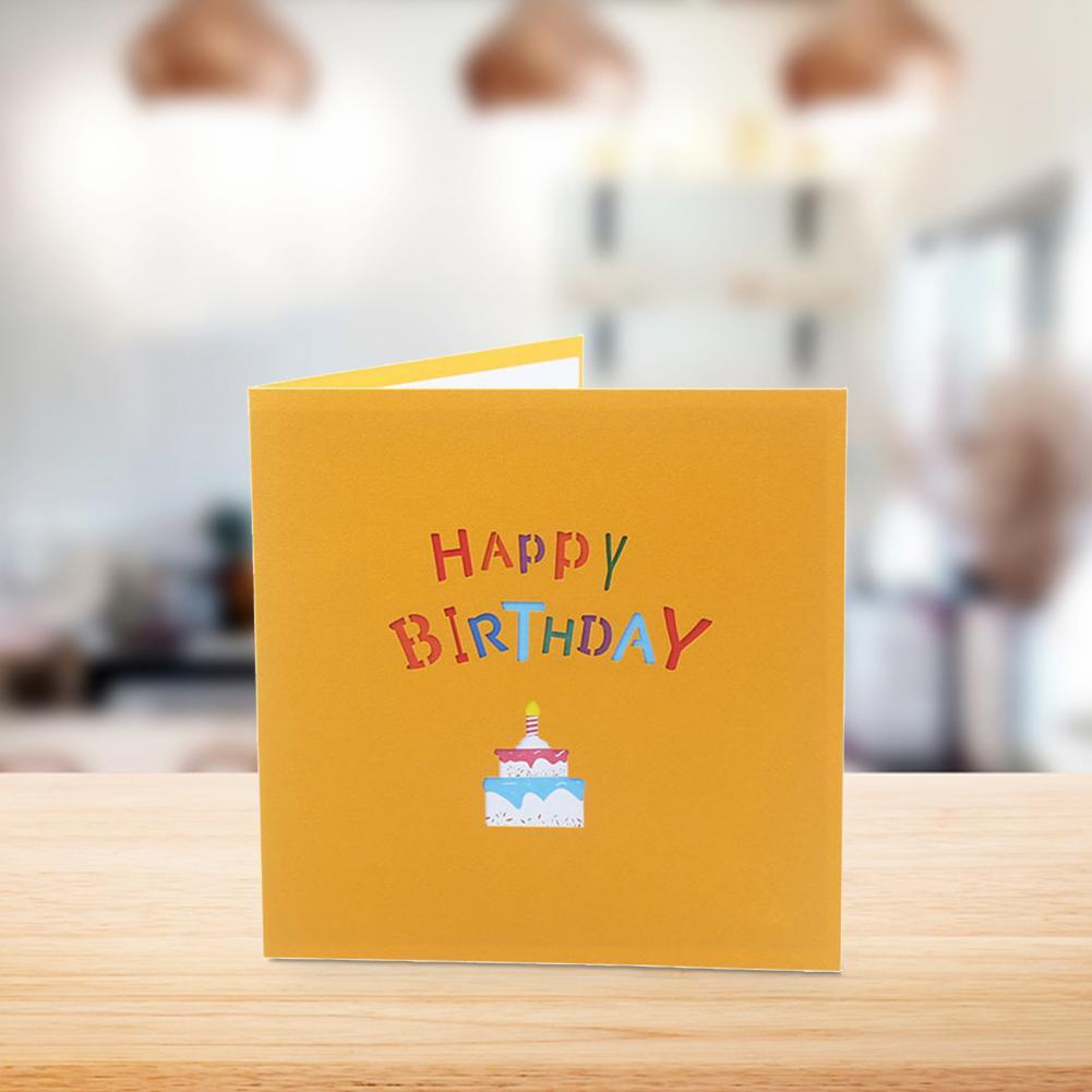 3D Greeting Invitation Card Handmade Paper Carved Birthday Cake Celebrate Supply Invitations Letter Greeting Cards