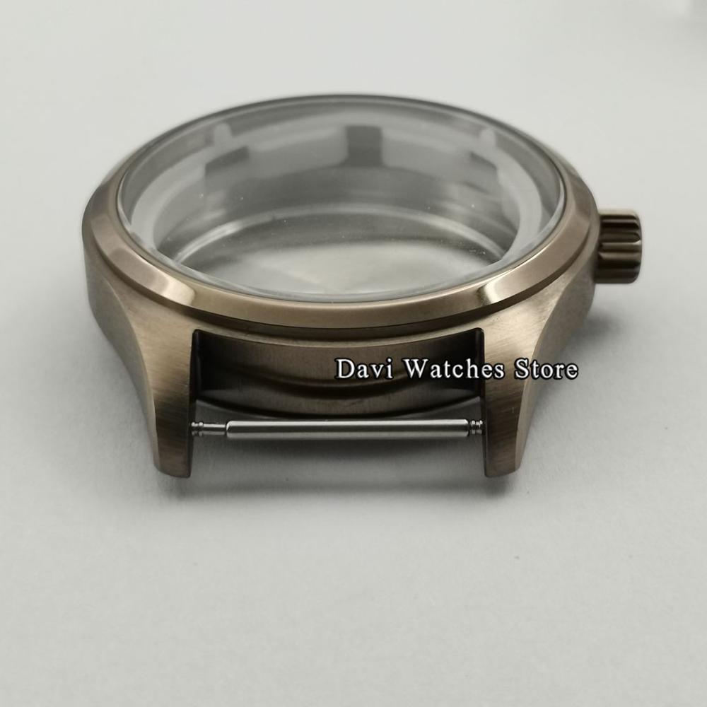 40MM Silver/Bronze coating watch case part brushed Fit NH35/NH36 ETA 2824 movement