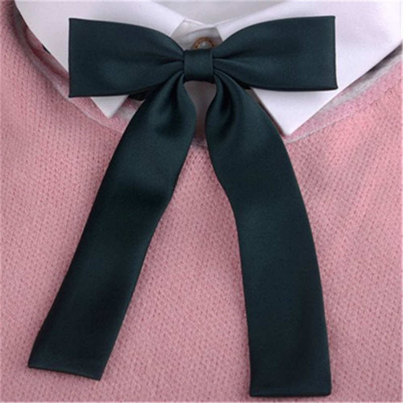 Kawaii – nœud papillon Long de couleur unie pour femmes, pour écolières japonaises, uniforme d&#39;étudiant JK, cravate Cosplay Lolita Gravata Borbolet: Dark Green
