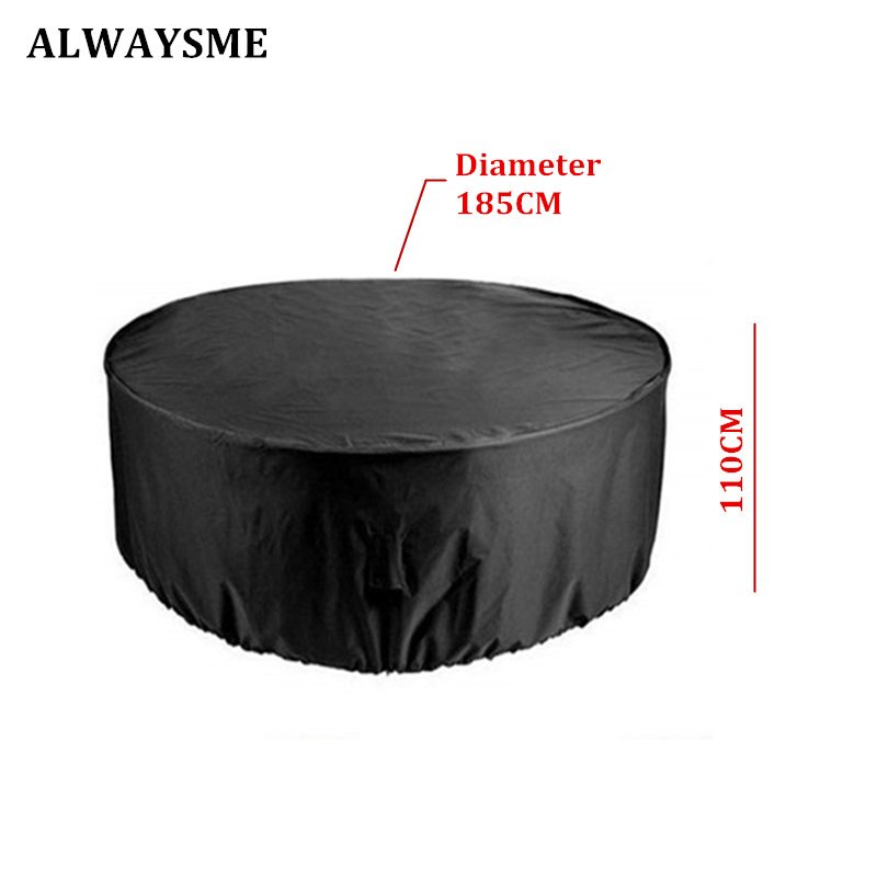 Alwaysme rektangulär utemöbler täcka bord och stol set överdrag vattentätt för utomhus trädgårdsmöbler vård: Svart 185 x 110cm