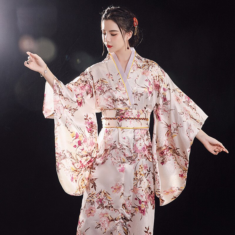 Japanse Traditionele Kimono Voor Vrouwen Herfst Winter Lange Mouw Losse Afdrukken Pyjama Dames Stage Performance Cosplay Kostuum: Color8