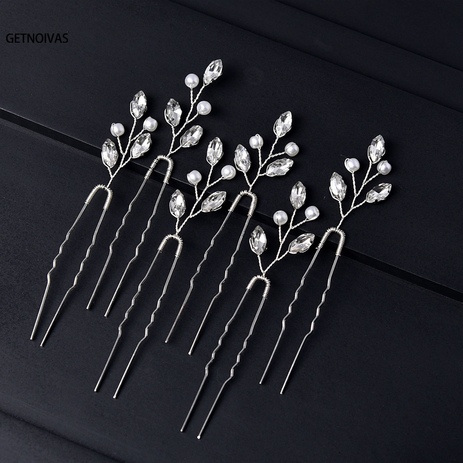 6 uds. De horquillas para el pelo en forma de U con diamantes de imitación, horquillas para el pelo de boda para novia pequeñas y sencillas, accesorios para el cabello de boda para mujer