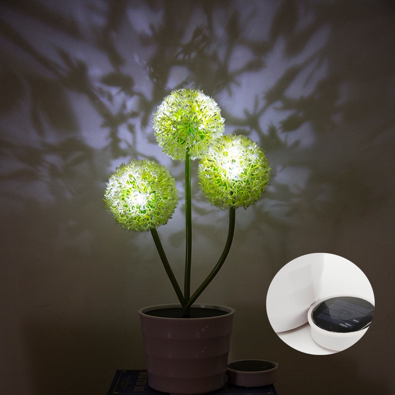 Zonne-energie bloem 3 led-licht tuinpad buitendecoratie lamp in pot met led-sfeerverlichting