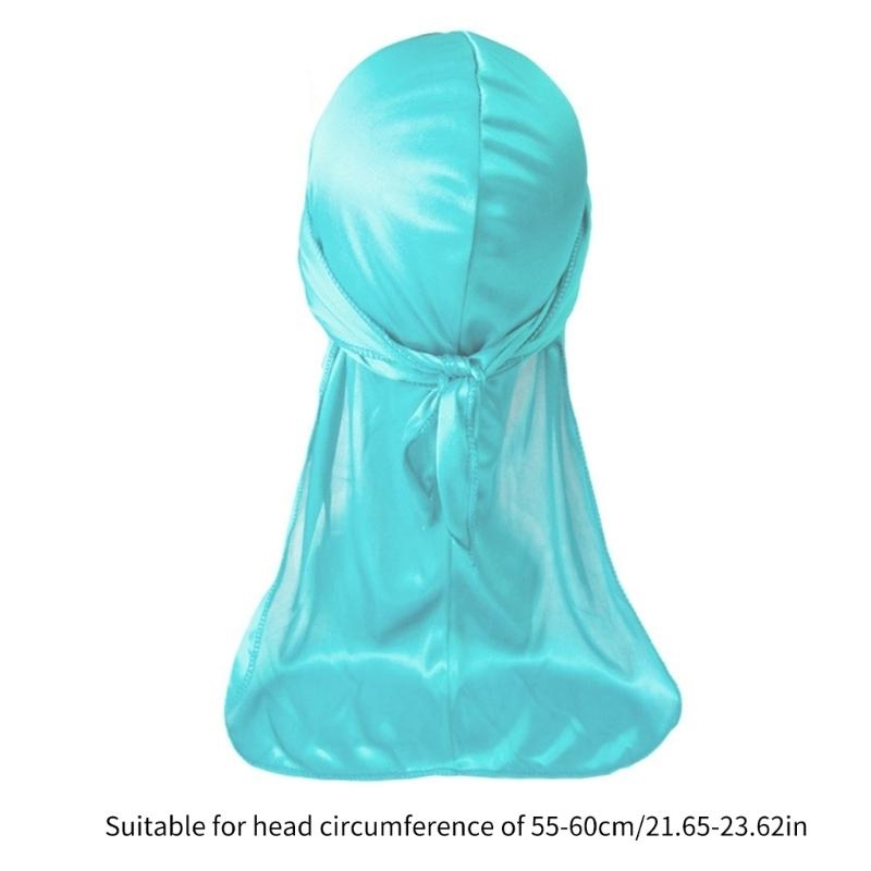 L93F Men's Soft Silky Durag Head Wrap Long Tail Dreadlocks Hat for Various Hair Type