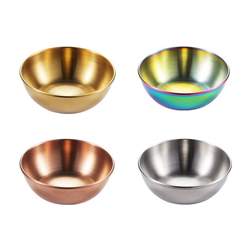 Stainless Steel Round Small Dish Golden Sauce Seasoning Dish Home Hotel Kitchen Soy Sauce Dish Japanese Dipping Sauce Dish