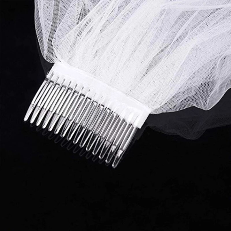 White Short Ivory Bridal Veil Two Layer Short Tulle For Bride For Mariage Wedding Accessories With Comb