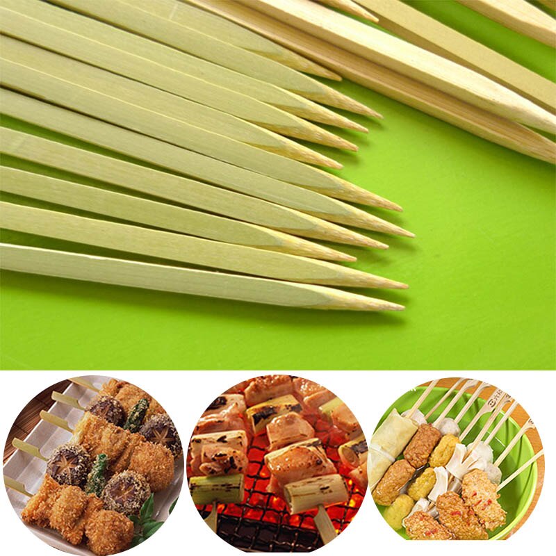 100 pz 18cm/7 "pagaia di bambù scegliere spiedini bastoncini di torrefazione per frutta BBQ griglia stuzzicadenti usa e getta piatto di legno antipasto spiedino