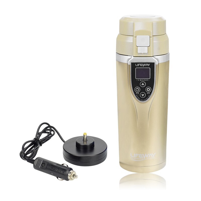 Controle de temperatura 12v 24v chaleira elétrica do carro de aquecimento de cristal copo inteligente mutil-escolha caneca fervida e isolada copo de viagem: Cáqui escuro