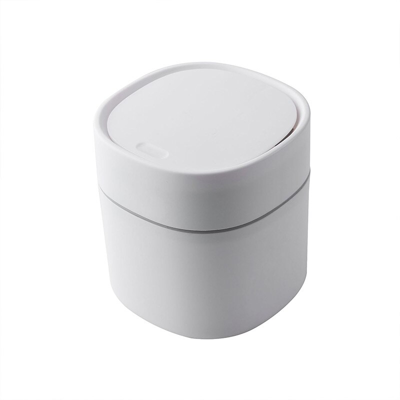 Papelera de escritorio de 2L, cesta de basura para mesa de casa, Cubo de basura de plástico, suministros de oficina, cubos de basura, caja de barril para el hogar: Bombcover white