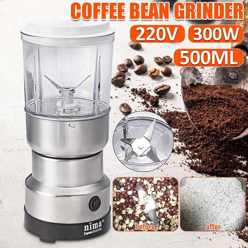 300W Portable Home Coffee Machine Coffee Bean Grinder 500ml Blenders Electric Blender Stainless Steel Nut Grinder Kitchen Tool
