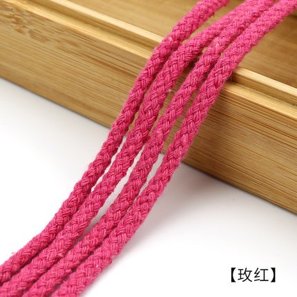 5mm Katoenen Touw Craft Decoratieve Twisted Cord Touw voor Handgemaakte Decoratie DIY Lanyard Ficelles Couleurs Draad Koord 5yards: rose red