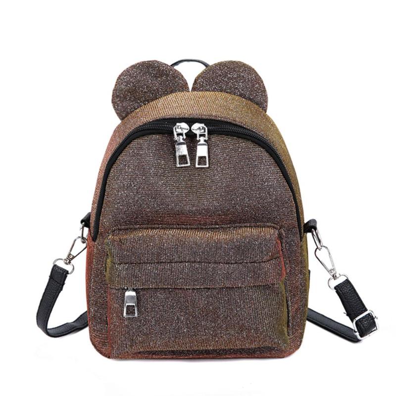 Vrouwen Vrouwelijke Eenvoudige Shining Rugzakken Tiener Meisjes Schooltassen Schoudertas Multipurpose Travel Rugzakken Rits Crossbody Tas: Goud