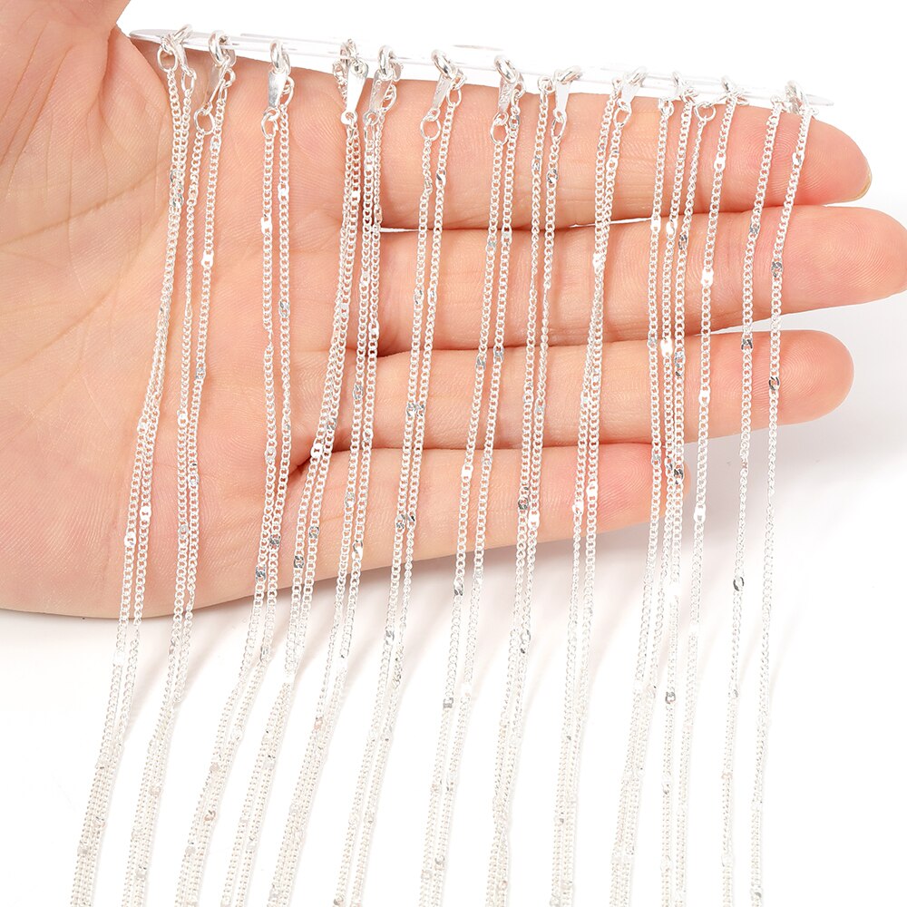 12st Halskette Gliederkette 40cm Länge Hummer-Haken-Metall Feine Panzerkette DIY Zubehör für Handwerk Schmuckherstellung: Sequins chain-silber-