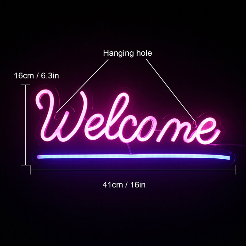 Wanxing Neon Led Neon Sign Licht Super Cool Woorden Grappig Neon Lamp Muur Opknoping Acryl Nachtverlichting Straat Kamer Home bar Decor: welcome