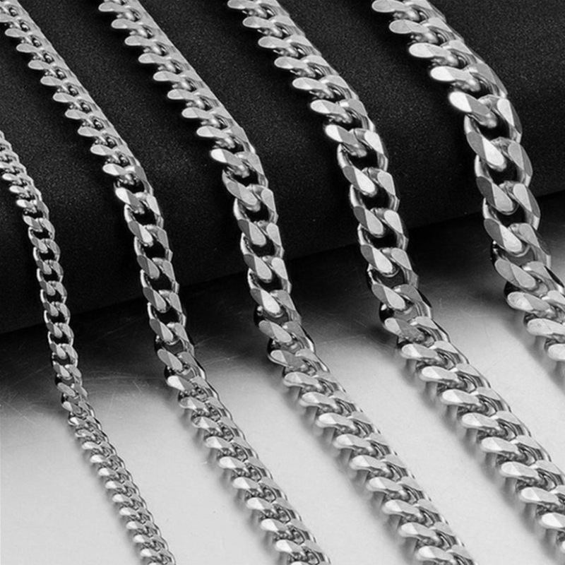 Collares para hombre, cadenas de eslabones cubanos de acero inoxidable para hombre, accesorios de joyería Hiphop Rock, varios tamaños 3mm-9mm C047