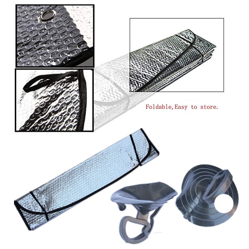 Pare-brise Double face pare-soleil pare-soleil protège les rayons UV protéger argent fenêtre de voiture pare-soleil 130x60 cm TS003