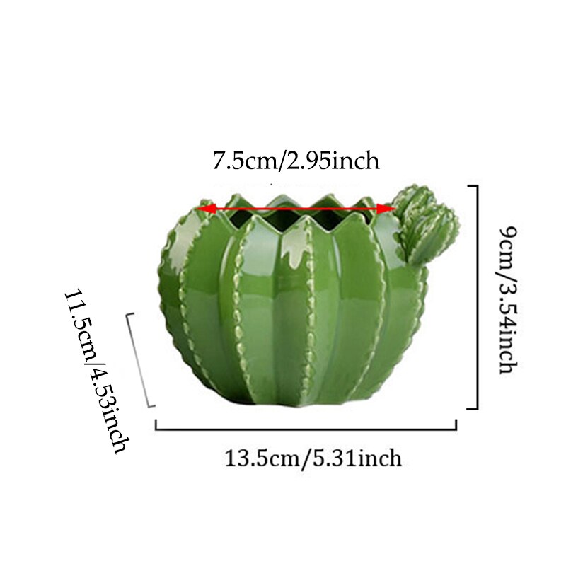 Sculpture créative de Cactus en céramique, produit, Pot de plantes succulentes, Pot de fleur de balcon, ornements de décoration pour la maison: C