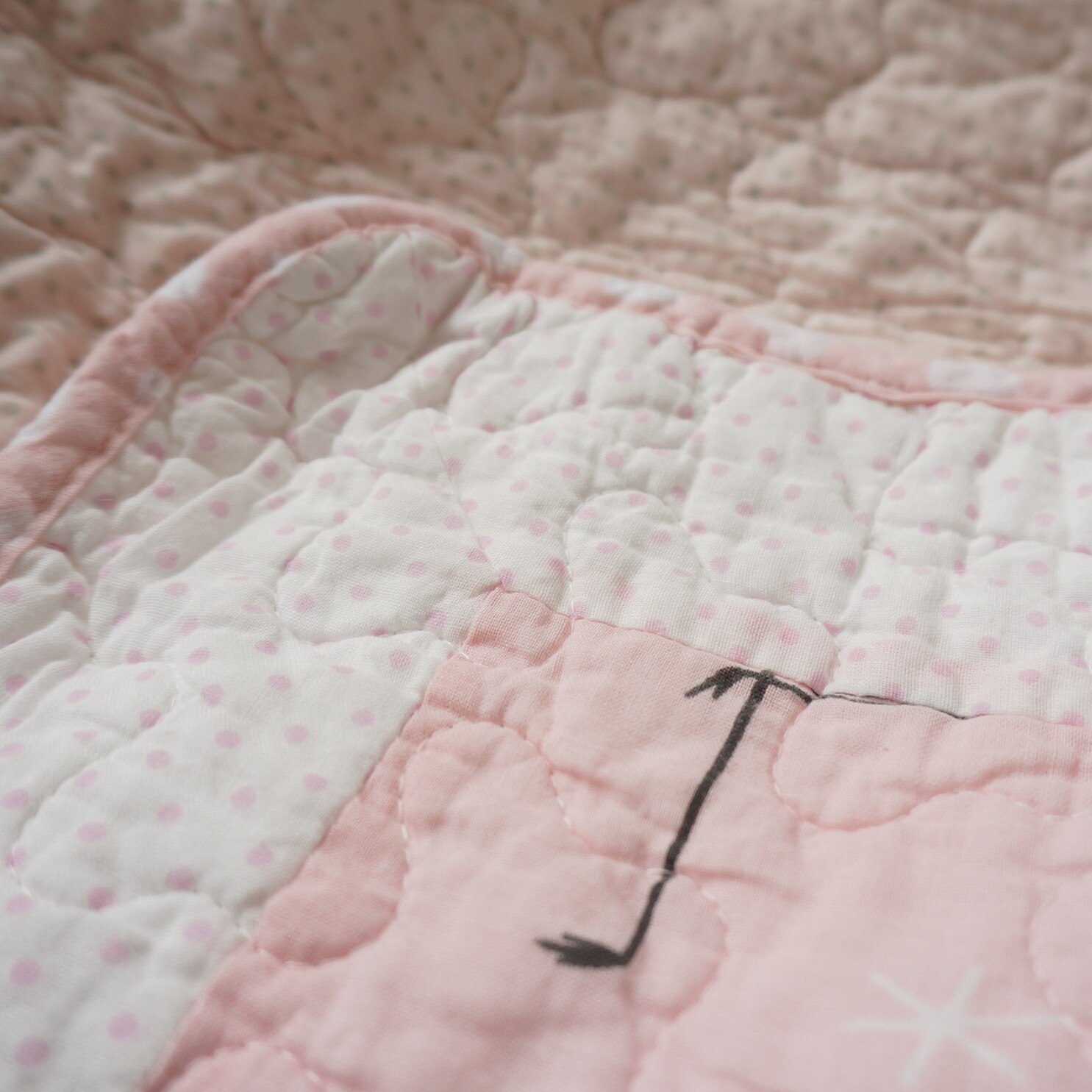 Flicka och pojkar bomull söta tryckta quiltade textilier bomull sommar luftbart överdrag quiltat överkast 150*200: Rosa fågel