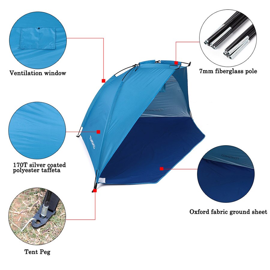 2 Persons Camping Tent Collapsible Beach Tents Shelters Sunshade UV Protection Ultralight Tent For Fishing Picnic Outdoor Tools