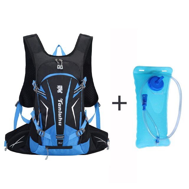 25L Waterproof Cycling Backpack Men And Women Hiking Camping Running Backpack Outdoor MTB Sports Hydration Backpack: blue  2L water bag