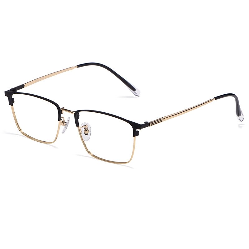 Ultralight Beta Titanium Men's Titanium Metal Full Frame Glasses Ultralight Business Optical Glasses Prescription Glasses Men: Black gold