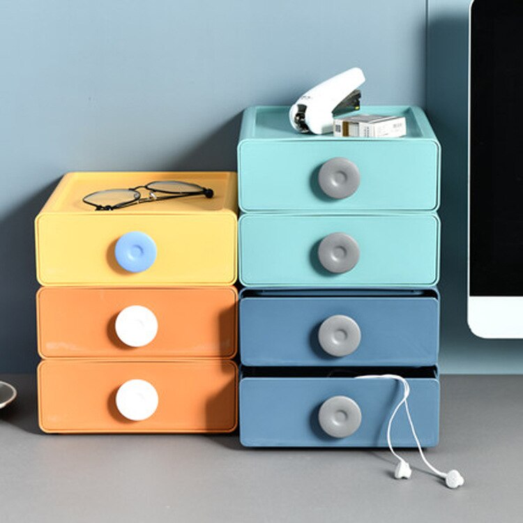 Stackable Storage Drawer Small Desktop Storage Containers with Drawers Plastic Organizer Box for Office Supplies Makeups Jewelry