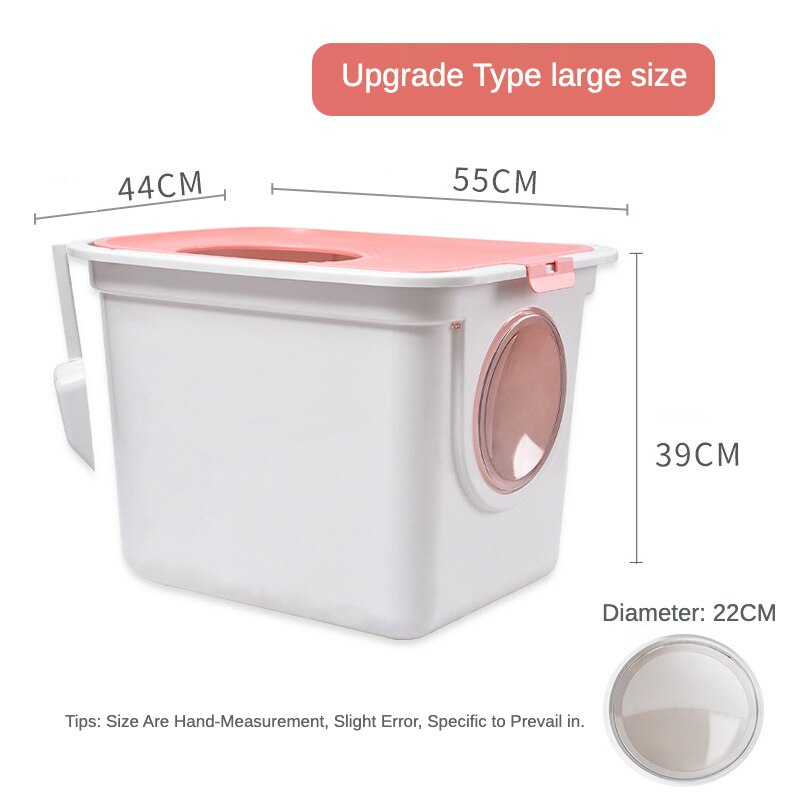 Cerrado completamente Anti-olor Arena de gato caja de baño actualizado Top grande-en la caja de arena con pala para gatos desmontable: Pink