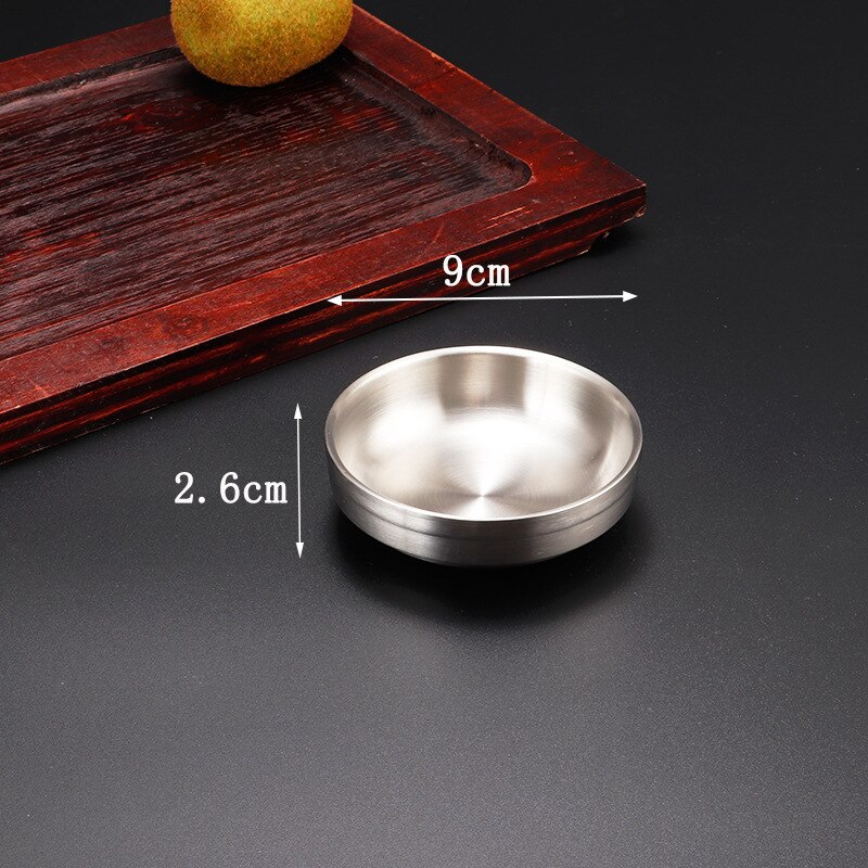 Golden Sauce silvery Dish Appetizer Serving Tray Stainless Steel Sauce Dishes Spice Plates Kitchen Supplies Plates Spice bowl: 9cm silvery Dish