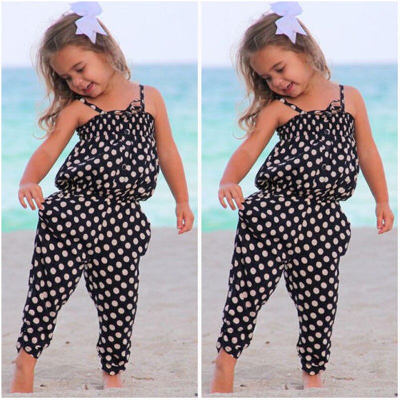 Toddler Baby Girl Bambini Polk Dot Tutina Complesso Capretti di Modo Delle Ragazze Che Coprono Tuta Senza Maniche Cinghia Tute Vestiti del Bambino