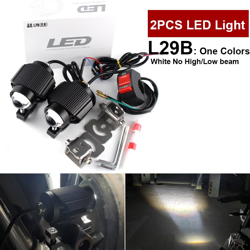 Mini projecteur LED Super lumineux L29, phare Tri-modèle de moto, lentille de voiture, ATV, feu de brouillard de conduite, projecteur auxiliaire: 2pcs L29B White