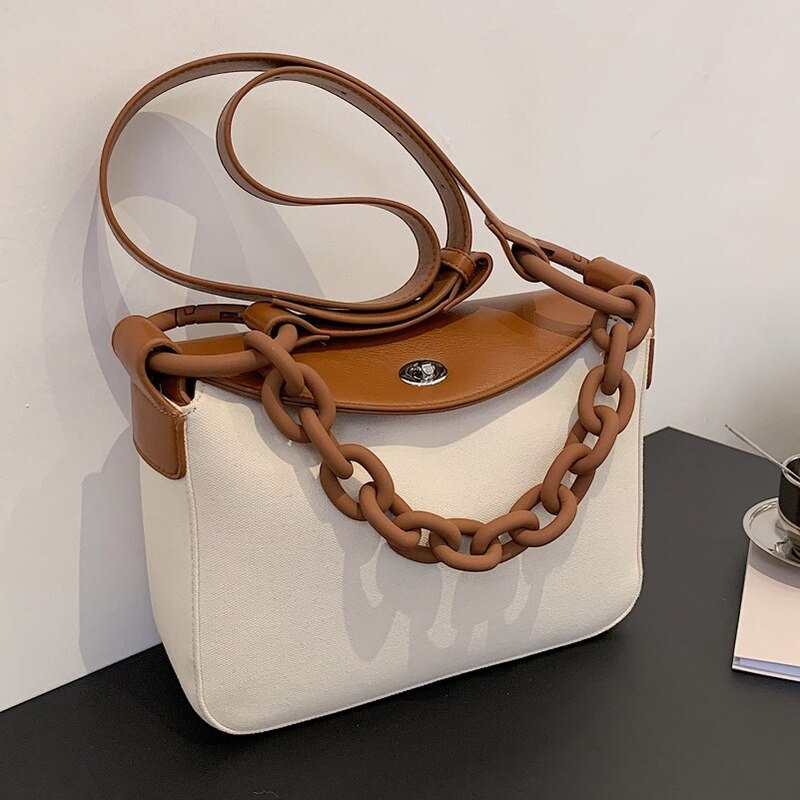 Hit Kleur Canvas Tas Keten Bag Een Schouder Draagbare Grote Capaciteit Tas Toevallige dame Messenger Bag