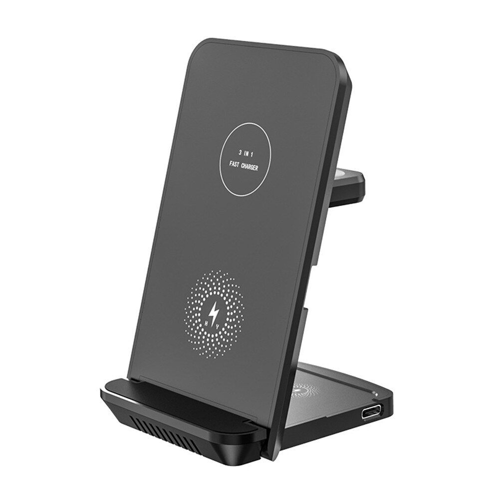 3-in-1 Wireless Charger 15W - for iPhone, Apple Watch, AirPods Pro - Type C: Black