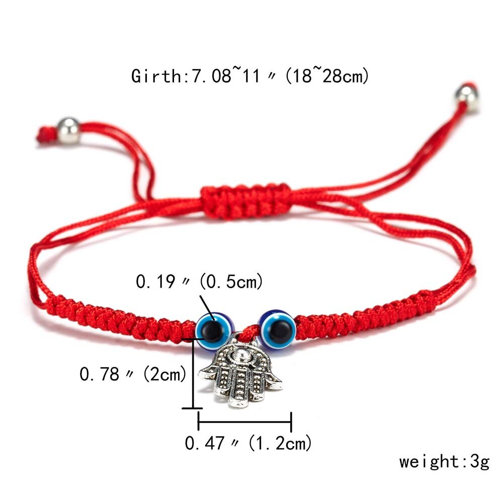 Pulseras de hilo rojo trenzado para hombre y mujer, abalorios de ojo malvado turco, cadena roja de la suerte, de joyería, 1 ud.