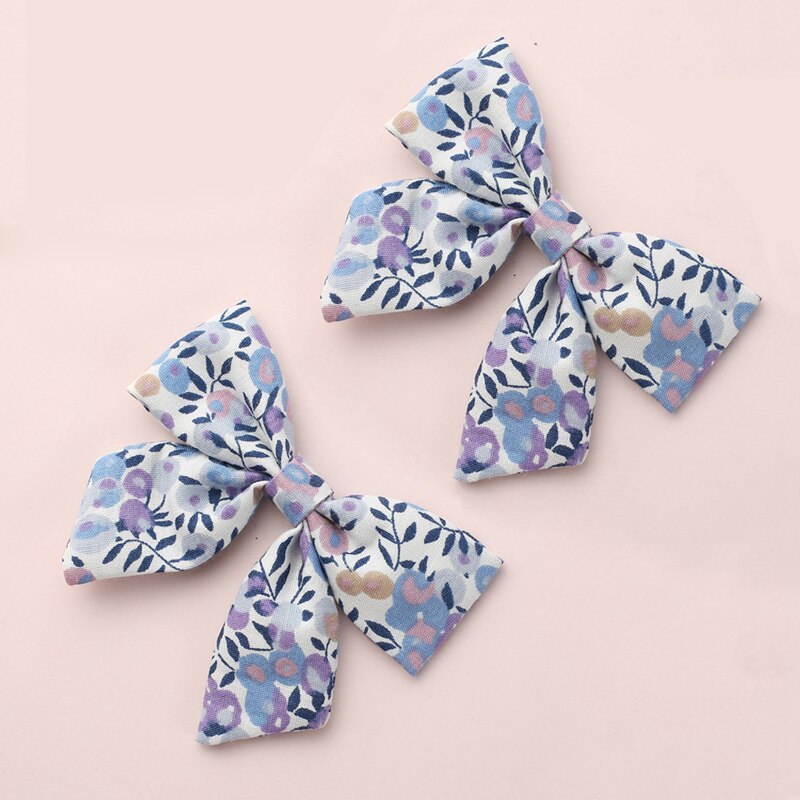 Pinzas para el pelo con estampado Floral para niña, pasador de pelo para niña, pasador de algodón Liberty, accesorios para el cabello de verano, 2 unids/set por juego: 1