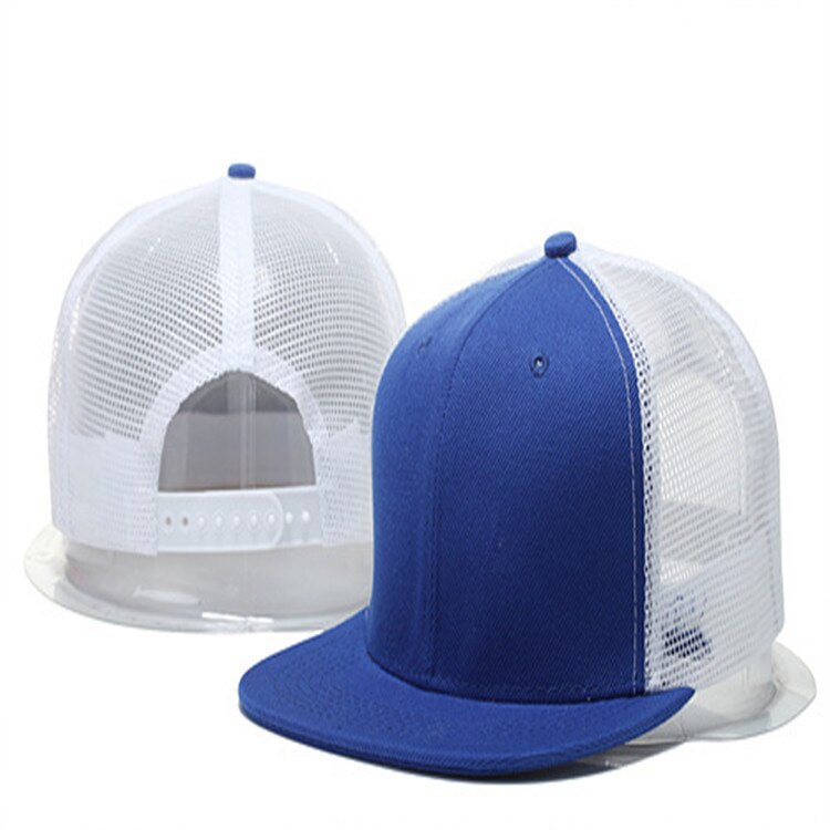 Zomer hiphop blank light board pet hiphop mesh hoed dames outdoor vizier verstelbare heren #39 ;s platte hoeden honkbalpetten: Blauw