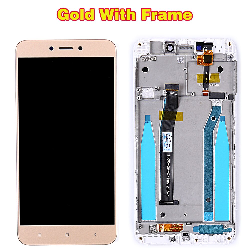 Fansu Aaa Ips Lcd Display Voor Xiaomi Redmi 4X 5.0 Inch Digitizer Vergadering 1280*720 Frame Touch Screen Voor redmi 4x Lcd: Gold With Frame