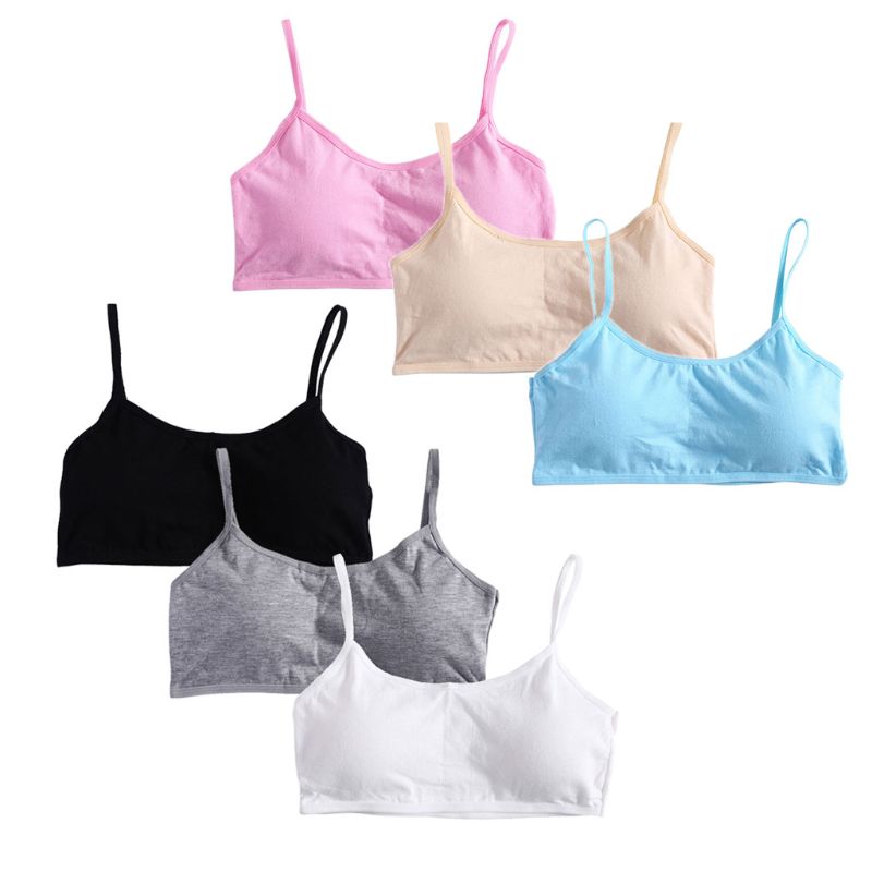 3 pz/lotto Ragazze Solido Morbido Cotone Reggiseno Pubertà Adolescente Traspirante Biancheria Intima