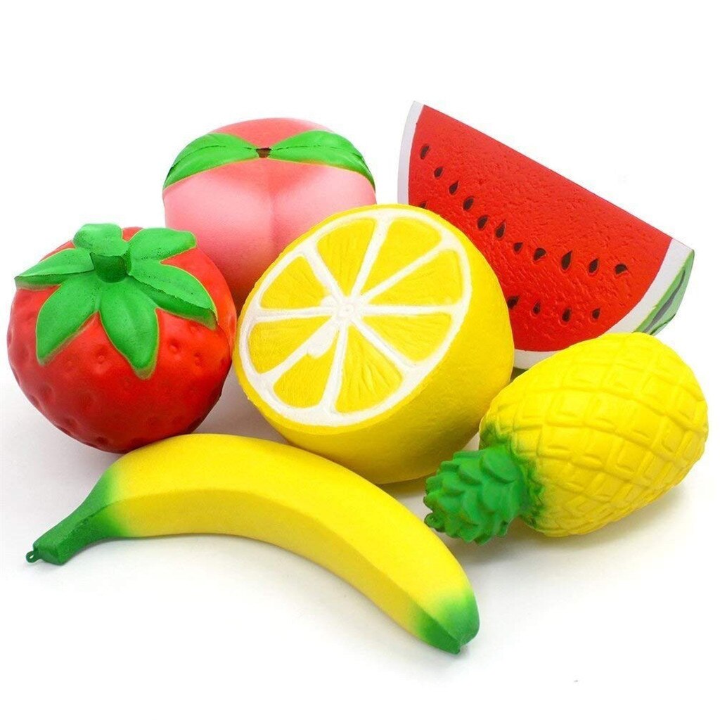 6pcs Simulation Fruit Set Foam Decompression Vent Toy