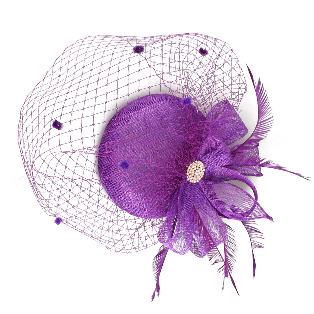 Sinamay Chic cheveux maille accessoires de mariage Fascinator mariée voiles chapeau bandeau femmes dames Occasion casque Net points: VIOLET