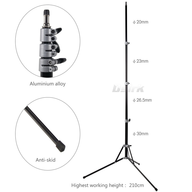 Ashanks 7ft/210cm lys stativ fotografering sammenklappeligt stativ  e27 lampeholder til fotostudiobelysning let bærbar