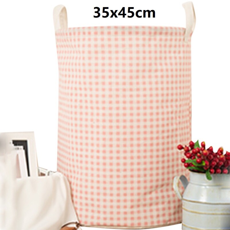 35x45cm Cotton And Linen Dust Collecting Bucket Hamper Washing Toy Dirty Clothes Storage Organizer Laundry Baskets Bin 1pc: F1 35x45cm