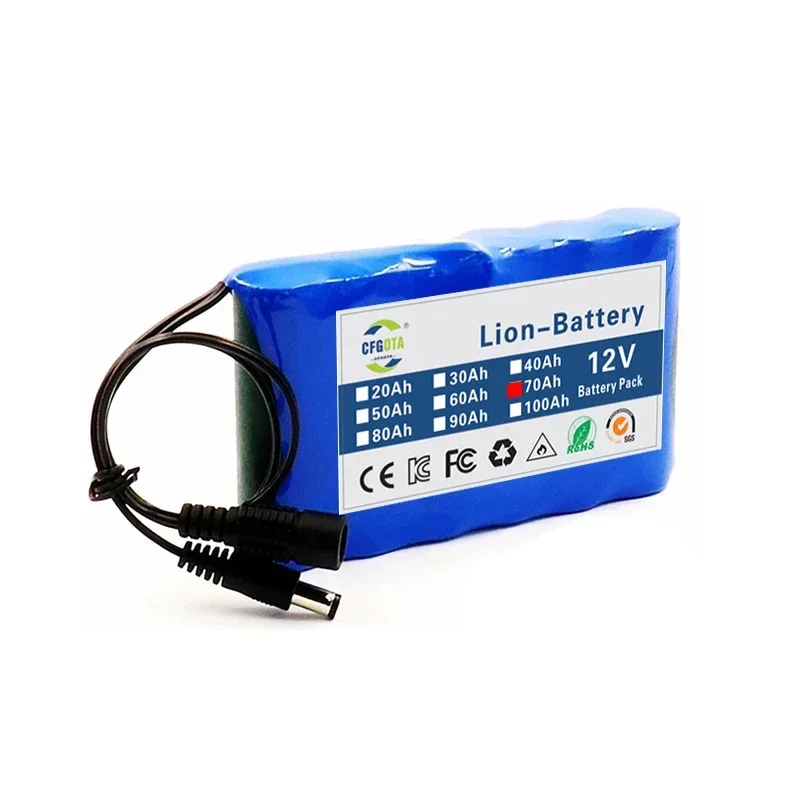 12V 70000mAh Batterie 12,6 Li-Ion 70ah wiederauf ladbare Batterien mit BMS Lithium-Akkus Schutz platine V Ladegerät
