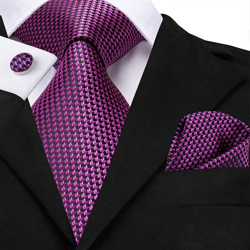 Hi-Tie, nueva corbata gris clásica para hombres, tela de seda Jacquard, juego de gemelos y pañuelo tejido para hombres, de , corbatas de seda SN-1466: SN-3527