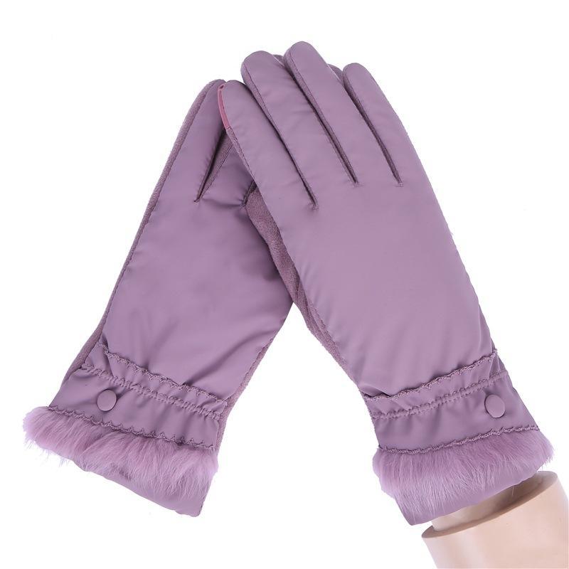 Frauen Casual Solide Voll-Finger Winddicht Touch 027A, 027C, 027D, 027E Bildschirm Unisex Bildschirm, warme Handschuhe: purple027c