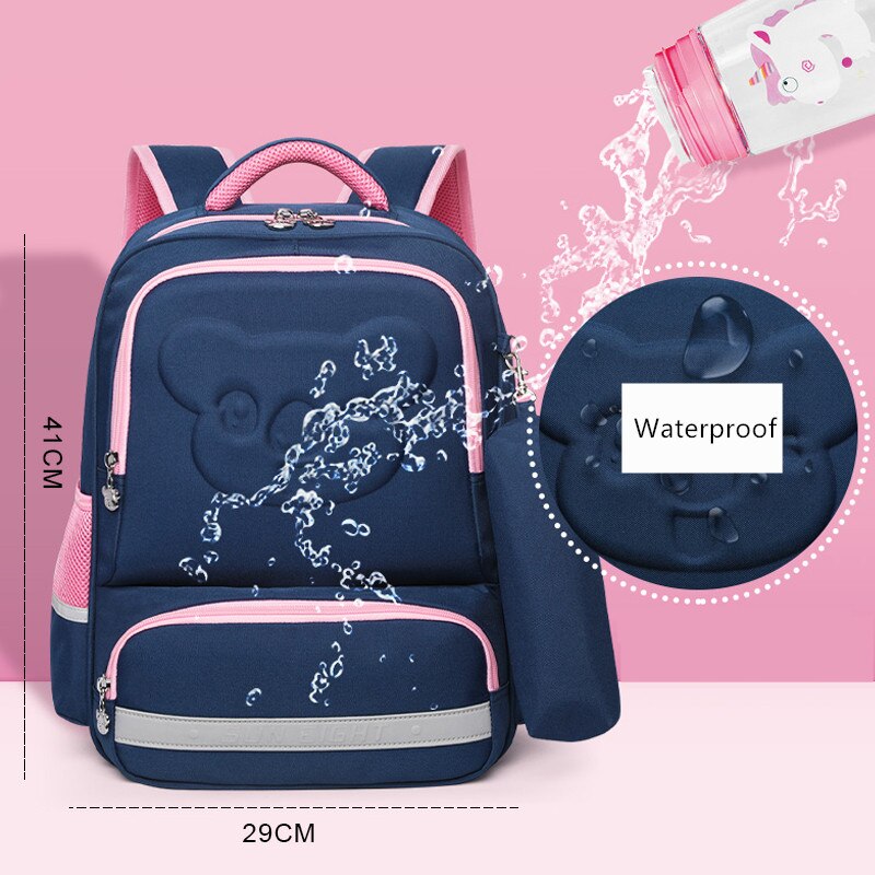 OKKID Schüler orthopädische Rucksack nette schule Rucksack für mädchen reflektierende streifen bookbag schule taschen für jungen freundlicher bleistift tasche