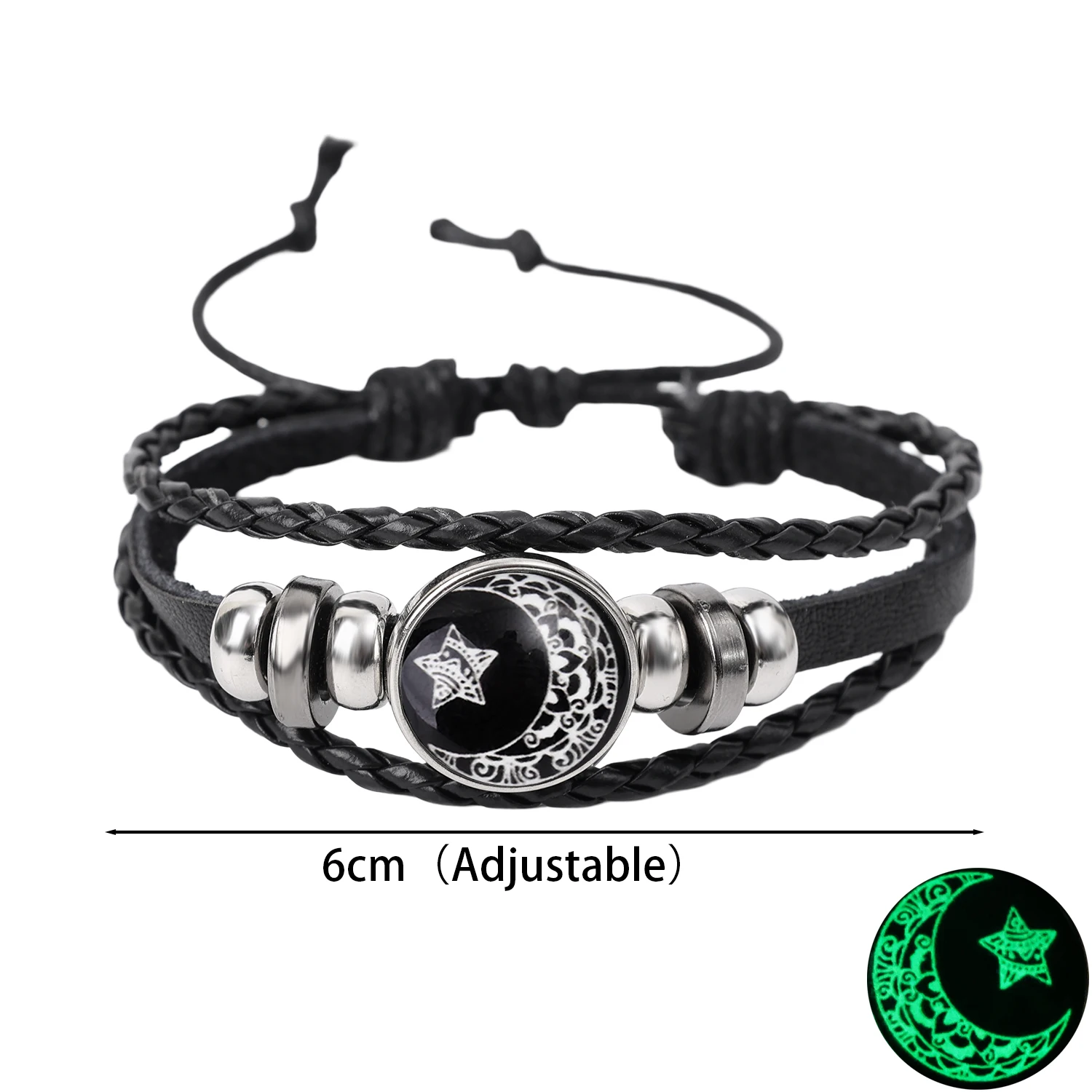 2 pçs luminosa casal amizade pulseira sol e lua ajustável romântico preto trançado pulseiras moda criativa jóias presentes: VERMEIL