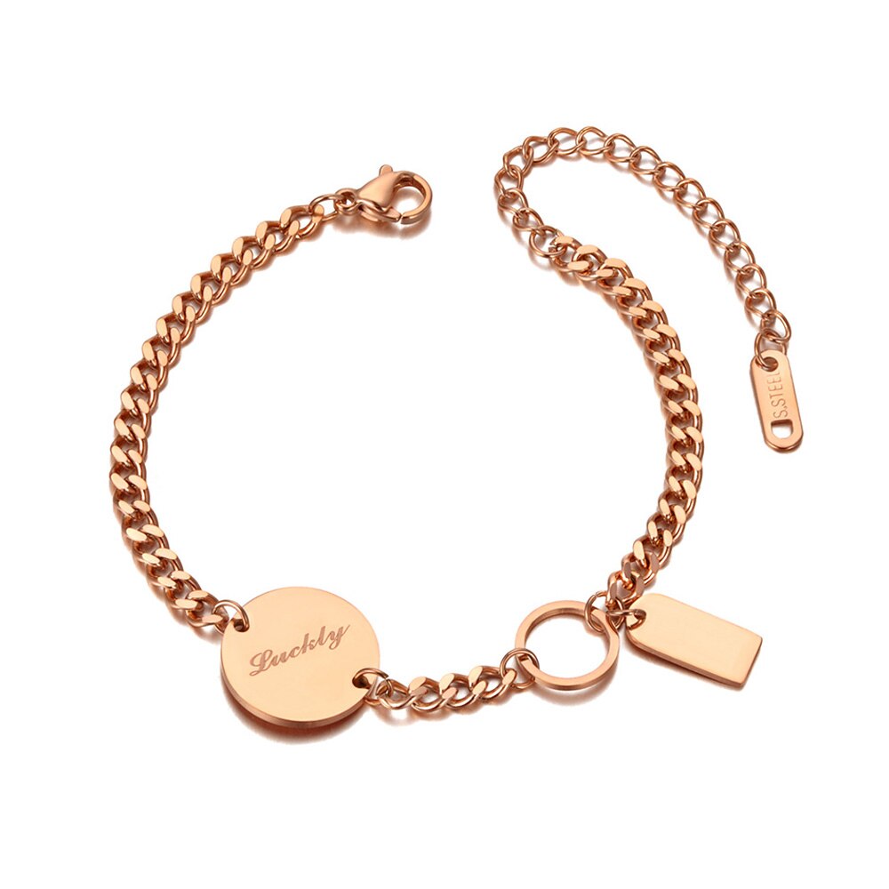 Lokaer Trendy Titanium Stainless Steel Chain & Link Female Bracelets Bangle Boho Luckly Charm Bracelet For Women Girls B20058: Default Title