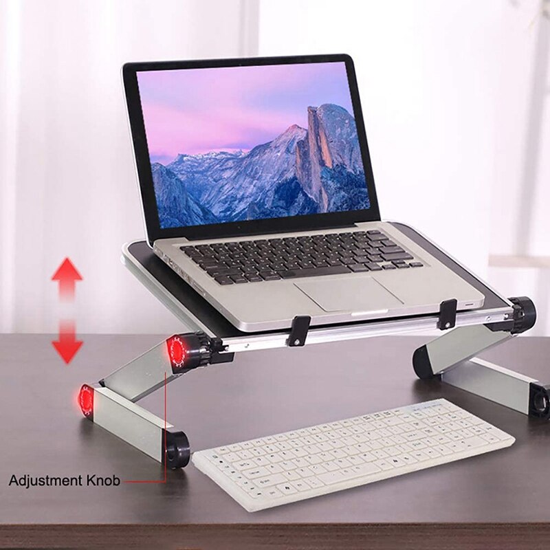 Foldable Reading Book Stand Aluminum Desk Computer Stand Ergonomic with Page Paper Clips for Bed Home