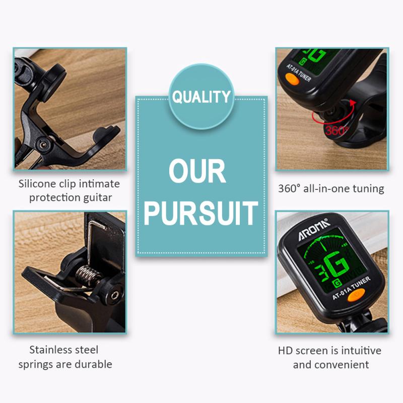 Digital Acoustic Guitar Tuner Guitar Accessories Ukulele Violin Stringed Musical Instrument Clip-on Tuner Built-in Battery